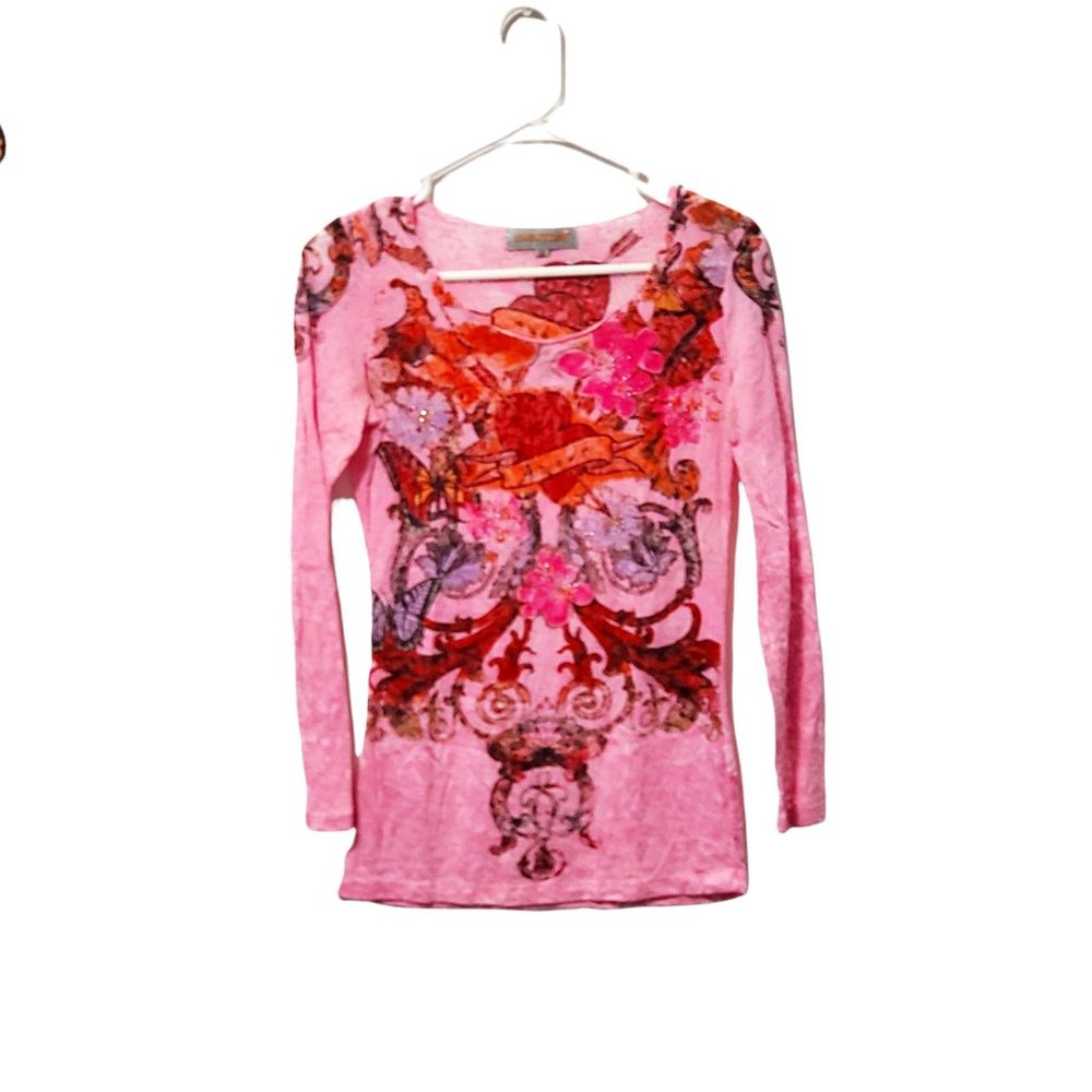 Everyday Women's Graphic Pink Long Sleeve Top Sz M